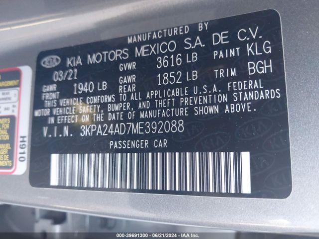 3KPA24AD7ME392088 KIA RIO S