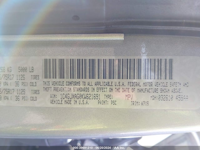 1C4GJXAG0KW621691 Jeep Wrangler Sport S 4x4