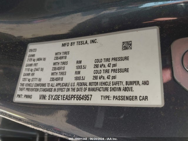 2023 TESLA MODEL 3 5YJ3E1EA5PF664957 Photo 8