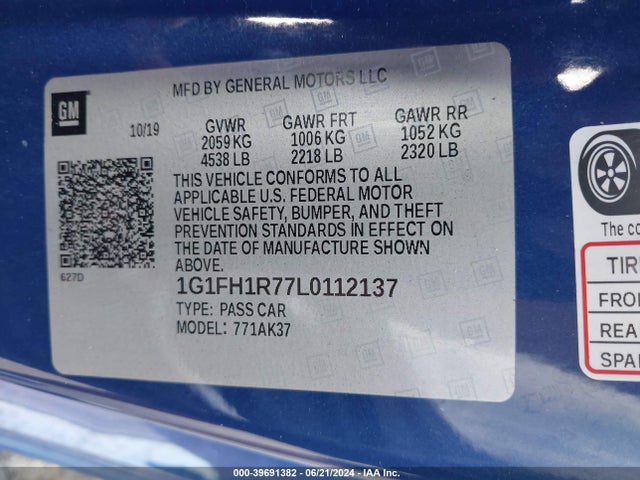 1G1FH1R77L0112137 Chevrolet lt1 - direct injection, afm, variable valve timing, high output, alum