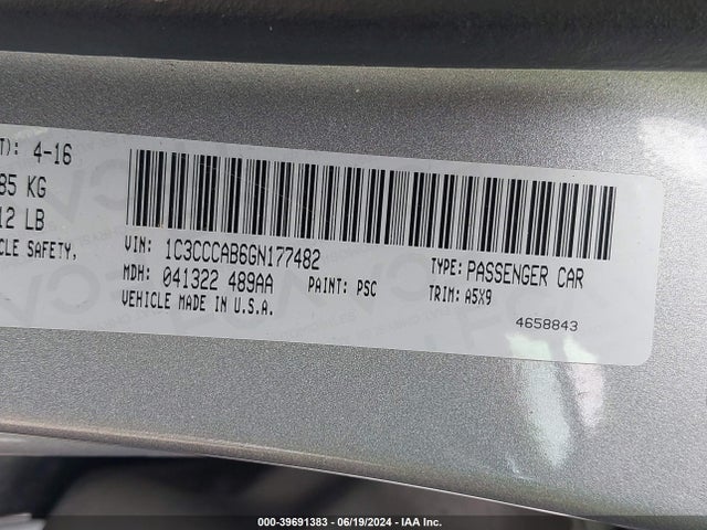 1C3CCCAB6GN177482 Chrysler 200 Limited