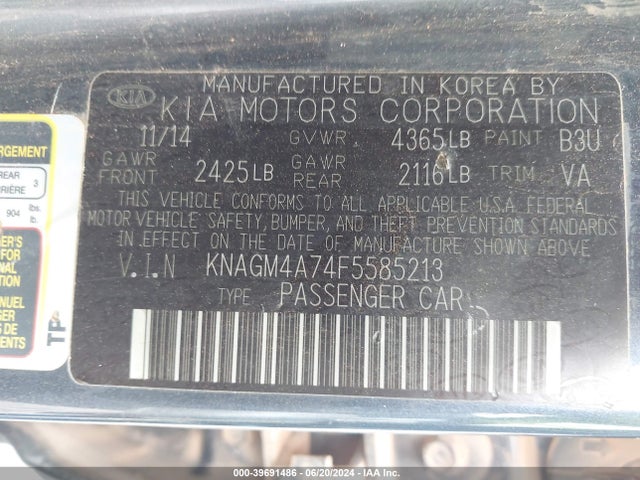 KIA Optima Lx 2015 KNAGM4A74F5585213 Image 9