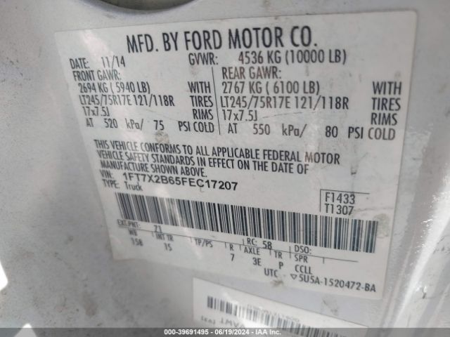 1FT7X2B65FEC17207 Ford F-250 Xl