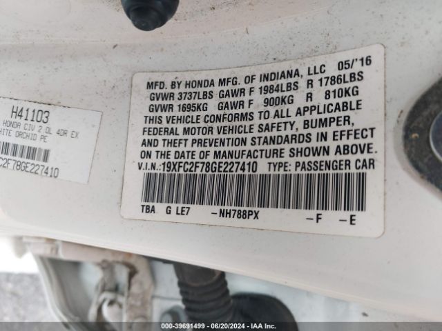19XFC2F78GE227410 Honda CIVIC EX