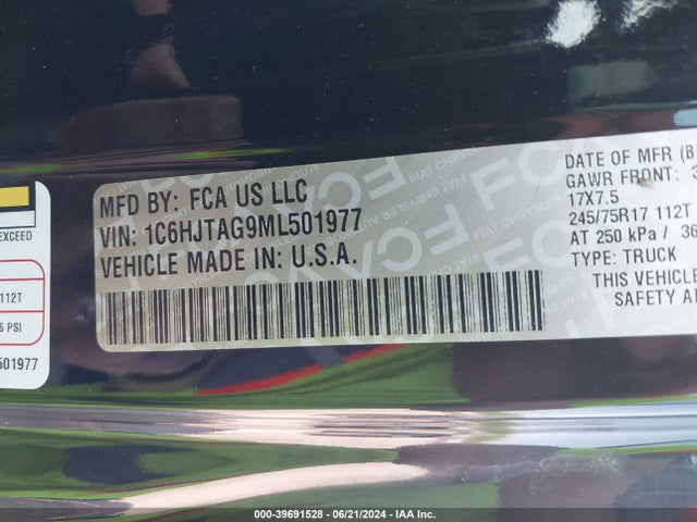 Jeep Gladiator Sport 4x4 2021 1C6HJTAG9ML501977 Image 9