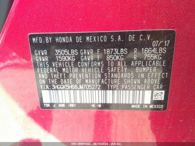 3HGGK5H68JM705272 Honda Fit Sport