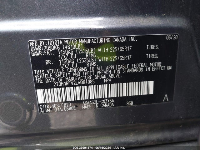 Toyota RAV4 LE 2020 2T3H1RFV2LW084085 Image 9
