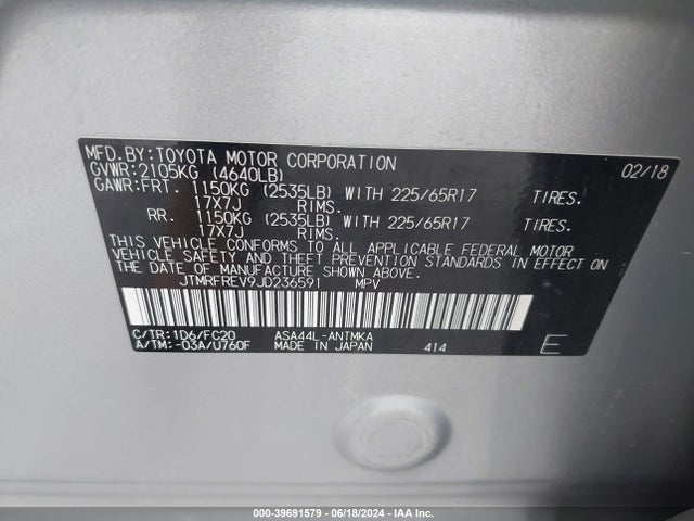 Toyota Rav4 Xle 2018 JTMRFREV9JD236591 Image 9