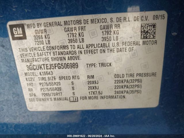 3GCUKTEJ5FG506989 Chevrolet Silverado 1500 High Country