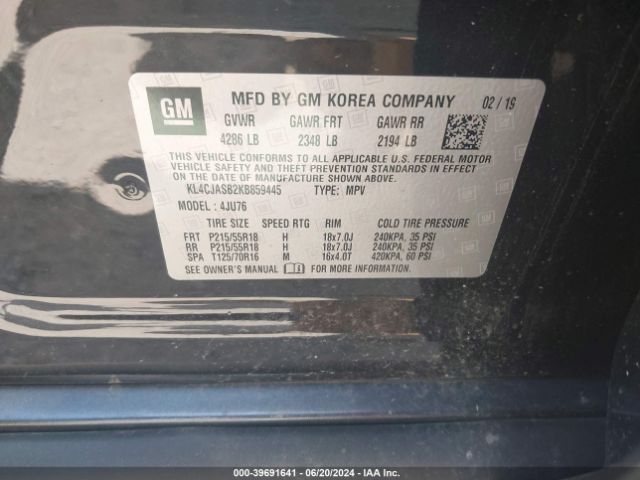 KL4CJASB2KB859445 Buick Encore Fwd Preferred