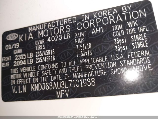 KNDJ63AU3L7101938 KIA Soul Gt-line