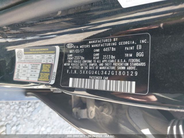 5XXGU4L34JG180129 KIA OPTIMA EX