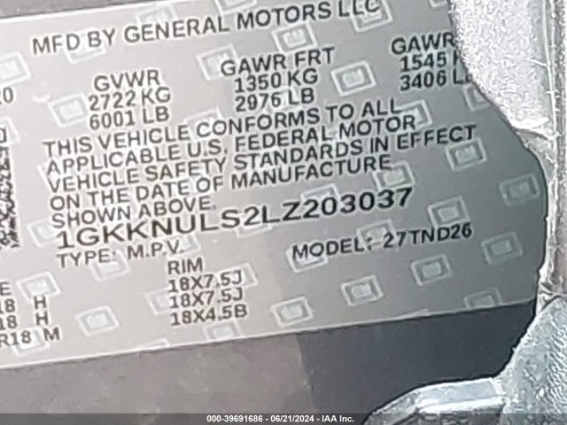 GMC Acadia Awd Slt 2020 1GKKNULS2LZ203037 Image 9