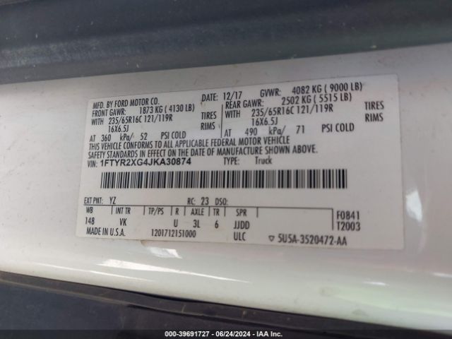 1FTYR2XG4JKA30874 Ford Transit-250