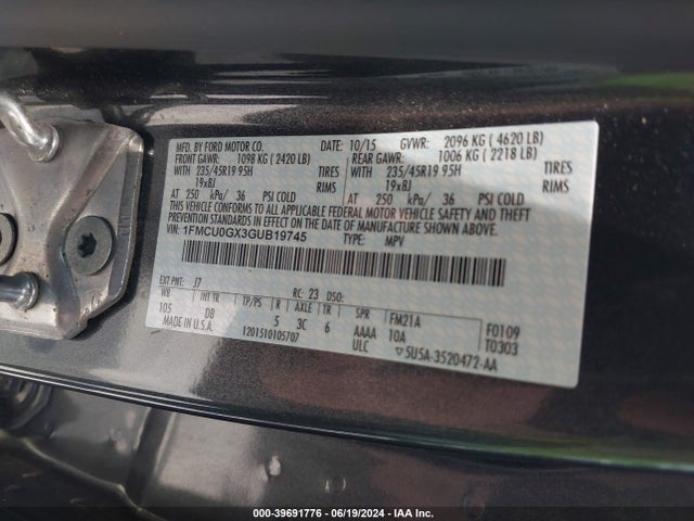 Ford ESCAPE SE 2016 1FMCU0GX3GUB19745 Image 9