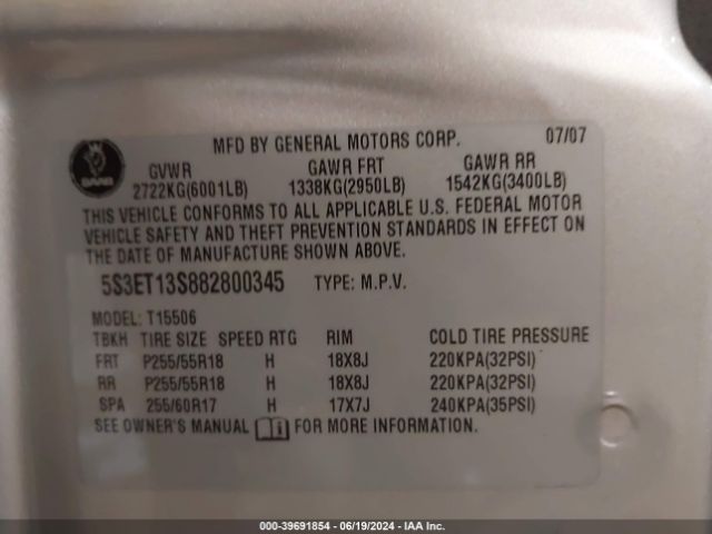 2008 SAAB 9-7X 5S3ET13S882800345 Photo 8