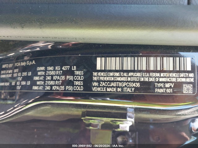 ZACCJABT8GPC50436 Jeep Renegade Latitude