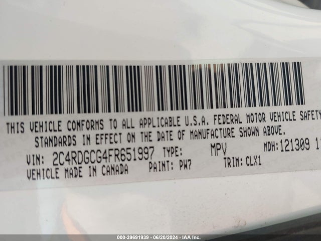Dodge Grand Caravan Sxt Plus 2015 2C4RDGCG4FR651997 Image 9