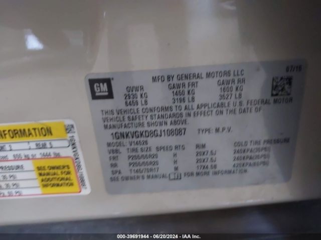 1GNKVGKD8GJ108087 Chevrolet Traverse 1lt