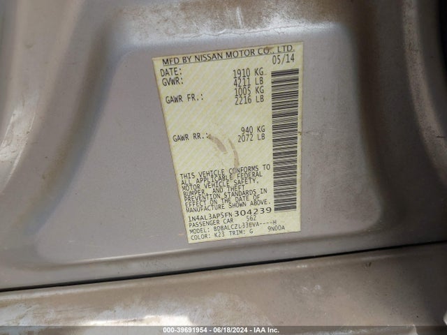 Nissan Altima 2.5 S 2015 1N4AL3AP5FN304239 Image 9