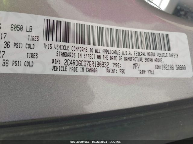2C4RDGCG7GR180932 Dodge Grand Caravan Sxt