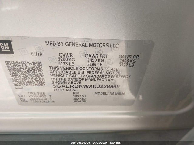 5GAERBKWXKJ228899 Buick Enclave Fwd Essence