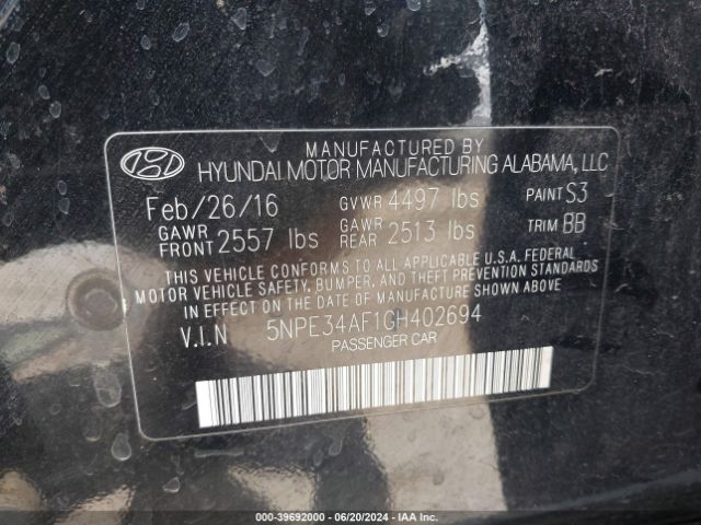 5NPE34AF1GH402694 Hyundai Sonata Sport