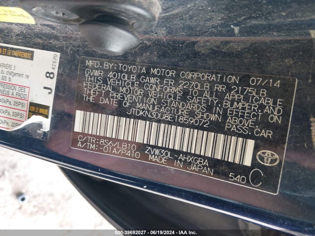 Toyota Prius Four 2014 JTDKN3DU8E1859072 Image 9