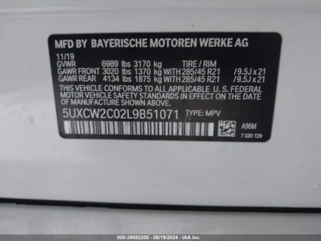 5UXCW2C02L9B51071 BMW X7 Xdrive40i