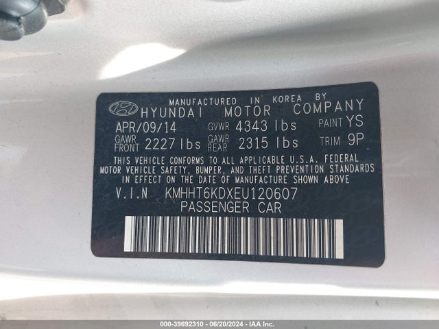 Hyundai Genesis 2.0t 2014 KMHHT6KDXEU120607 Image 9