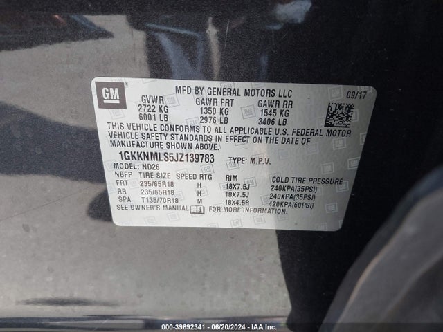1GKKNMLS5JZ139783 GMC Acadia Slt-1