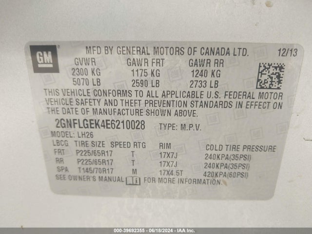 Chevrolet Equinox 2lt 2014 2GNFLGEK4E6210028 Image 9