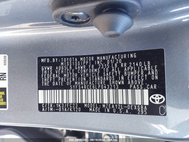 Toyota COROLLA SE 2020 5YFS4RCE6LP043213 Image 9