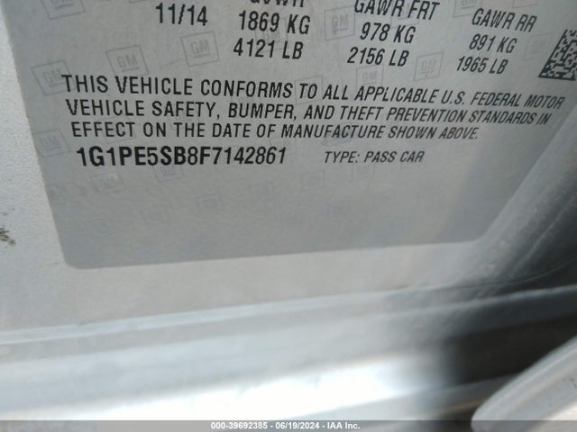 Chevrolet Cruze 2lt Auto 2015 1G1PE5SB8F7142861 Image 9