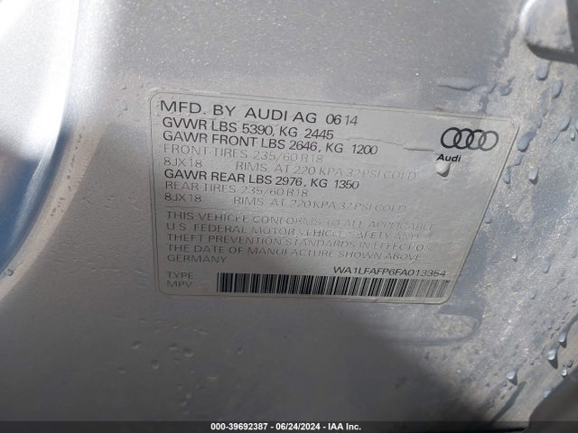 Audi Q5 2.0t Premium 2015 WA1LFAFP6FA013354 Image 9