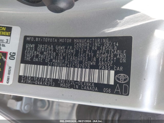 Toyota COROLLA LE 2014 2T1BURHE4EC187676 Image 9