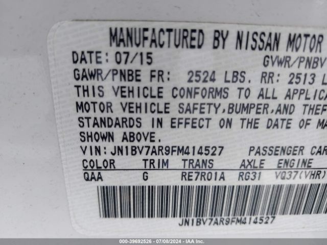 JN1BV7AR9FM414527 Infiniti Q50 SPORT