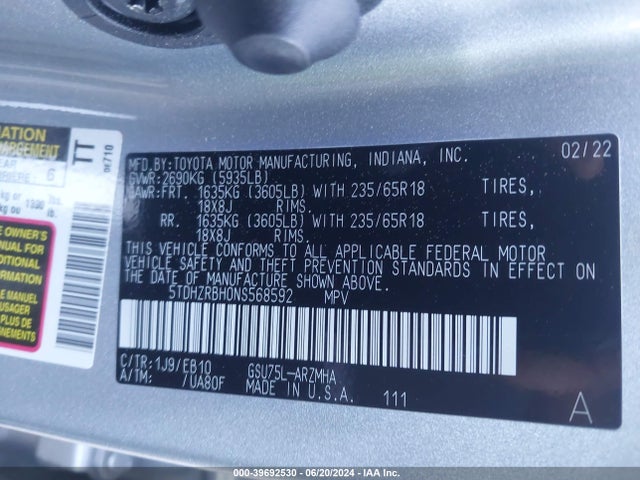 Toyota Highlander Xle 2022 5TDHZRBH0NS568592 Image 9