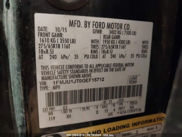 1FMJU1JT0GEF15712 Ford Expedition Xlt