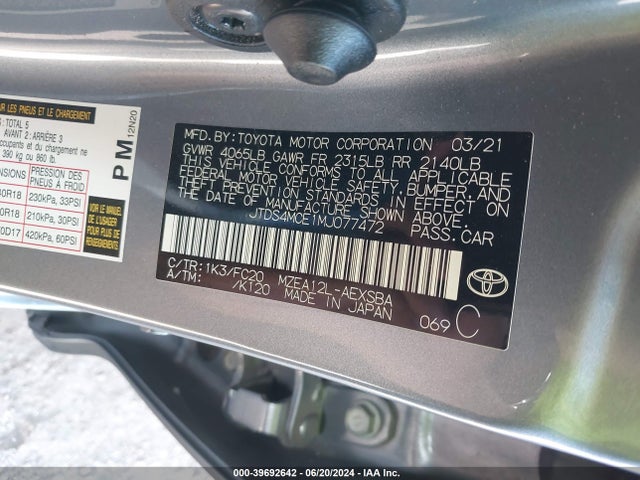 Toyota COROLLA SE 2021 JTDS4MCE1MJ077472 Image 9