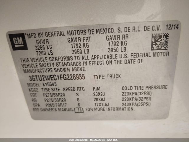 3GTU2WEC1FG228935 GMC Sierra 1500 Denali