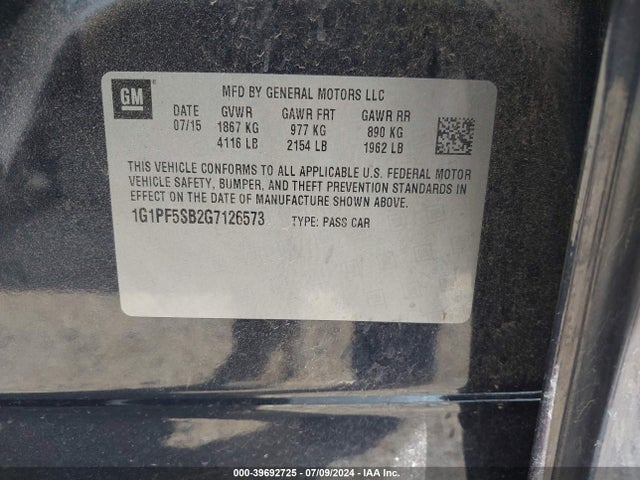1G1PF5SB2G7126573 Chevrolet Cruze Limited 2lt Auto