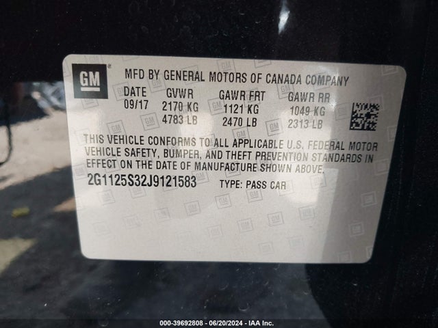 Chevrolet IMPALA 2LZ 2018 2G1125S32J9121583 Image 9