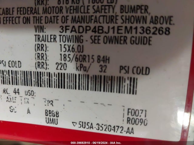 Ford FIESTA SE 2014 3FADP4BJ1EM136268 Image 9