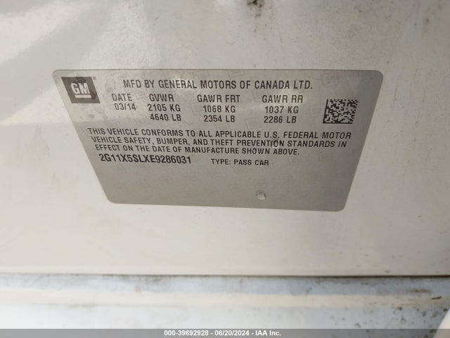 Chevrolet Impala 1fl 2014 2G11X5SLXE9286031 Image 7