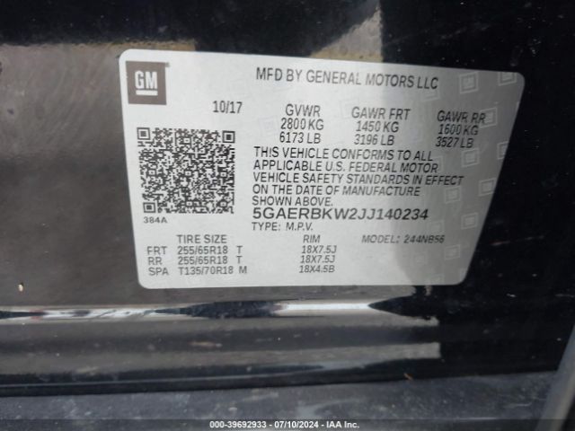 5GAERBKW2JJ140234 Buick Enclave Essence