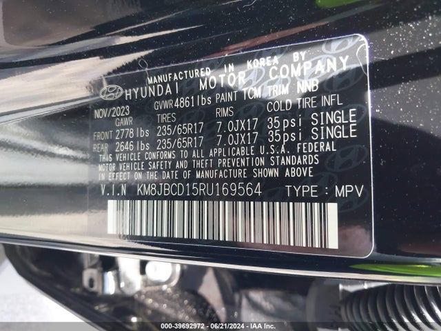 KM8JBCD15RU169564 Hyundai Tucson Hybrid Blue