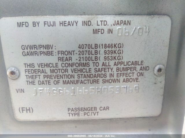 2005 SAAB 9-2X JF4GG61665H053769 Photo 8