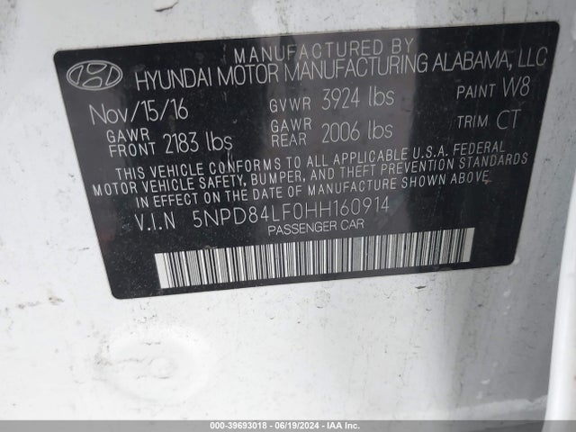 Hyundai Elantra Value Edition 2017 5NPD84LF0HH160914 Image 9