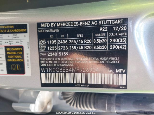 W1N0G8EB4MF926904 Mercedes-Benz Glc 300 4matic Suv
